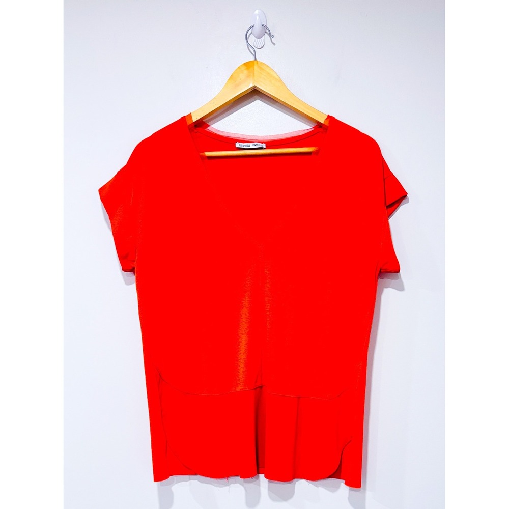 ZARA Bright orange flowy t-shirt | Minimalist casual | Small